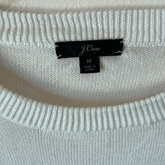 J Crew | Ivory Bell Sleeved 100% Cotton knit sweater Sz M - Picture 4 of 7